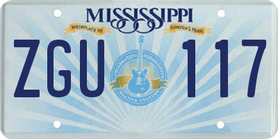 MS license plate ZGU117