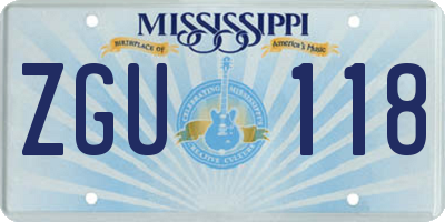 MS license plate ZGU118