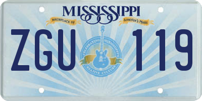 MS license plate ZGU119