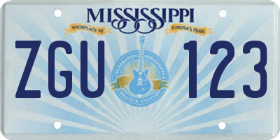 MS license plate ZGU123