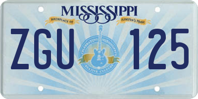 MS license plate ZGU125