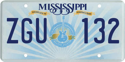 MS license plate ZGU132