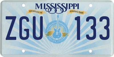 MS license plate ZGU133