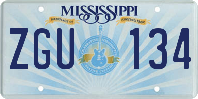 MS license plate ZGU134