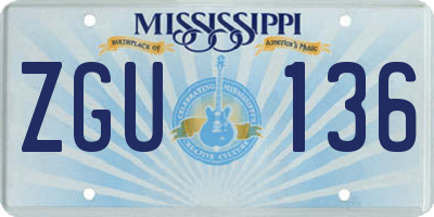 MS license plate ZGU136