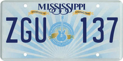 MS license plate ZGU137