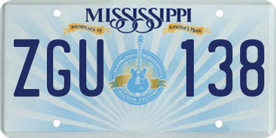 MS license plate ZGU138