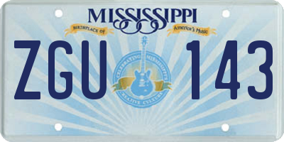 MS license plate ZGU143