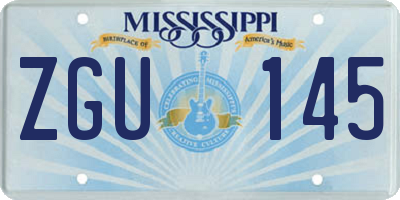 MS license plate ZGU145