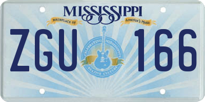 MS license plate ZGU166
