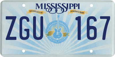 MS license plate ZGU167