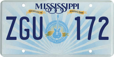MS license plate ZGU172