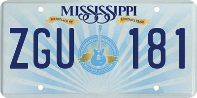 MS license plate ZGU181