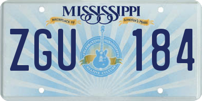 MS license plate ZGU184