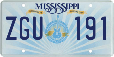 MS license plate ZGU191
