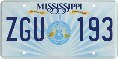 MS license plate ZGU193