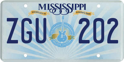 MS license plate ZGU202