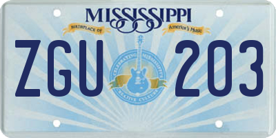 MS license plate ZGU203