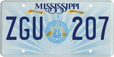 MS license plate ZGU207