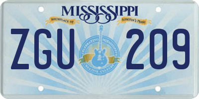 MS license plate ZGU209