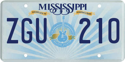 MS license plate ZGU210