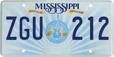 MS license plate ZGU212
