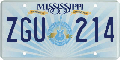 MS license plate ZGU214