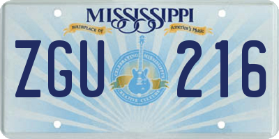 MS license plate ZGU216