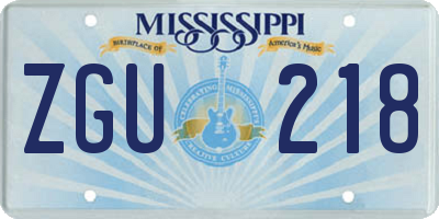 MS license plate ZGU218
