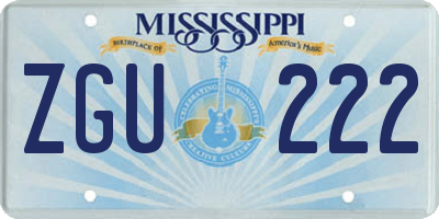 MS license plate ZGU222