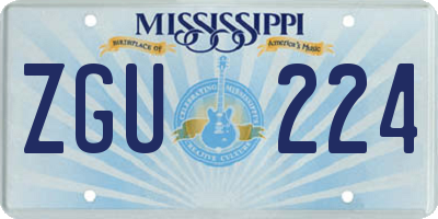 MS license plate ZGU224