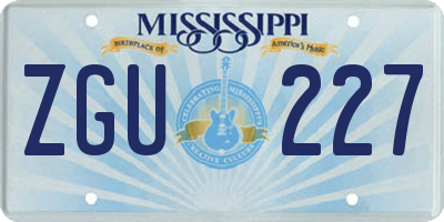 MS license plate ZGU227