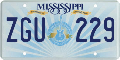 MS license plate ZGU229