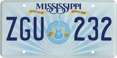 MS license plate ZGU232