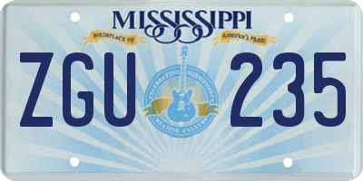 MS license plate ZGU235