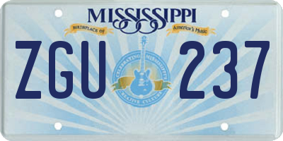 MS license plate ZGU237
