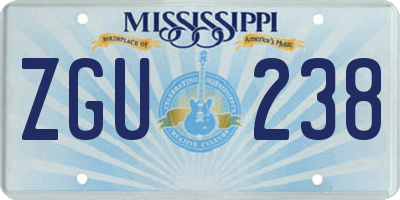 MS license plate ZGU238