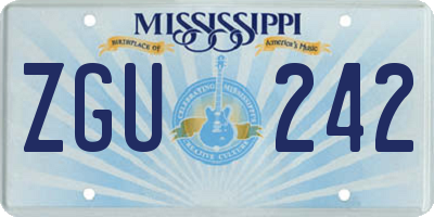 MS license plate ZGU242