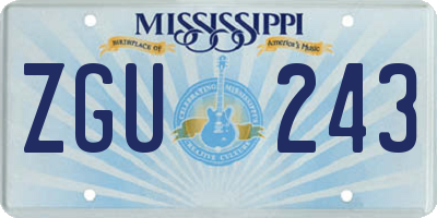 MS license plate ZGU243