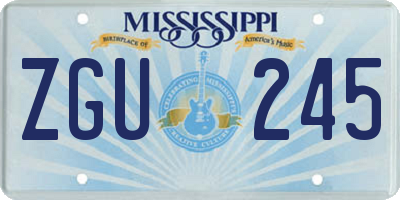 MS license plate ZGU245