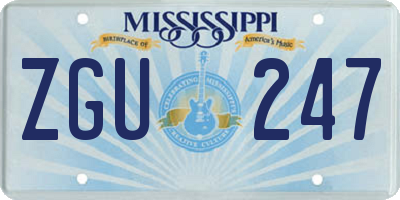 MS license plate ZGU247