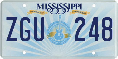MS license plate ZGU248