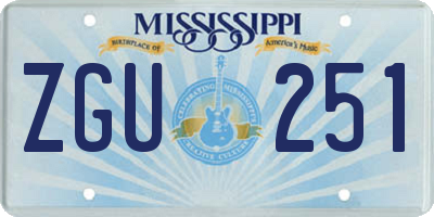 MS license plate ZGU251