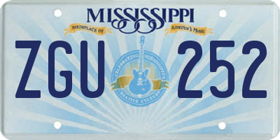 MS license plate ZGU252