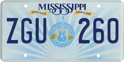 MS license plate ZGU260