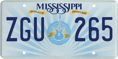 MS license plate ZGU265