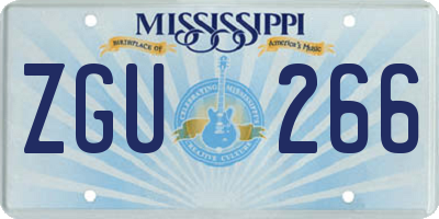 MS license plate ZGU266
