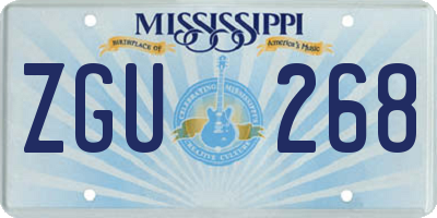 MS license plate ZGU268
