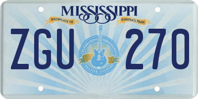 MS license plate ZGU270