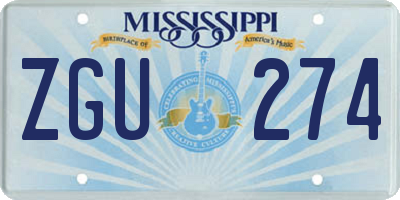 MS license plate ZGU274